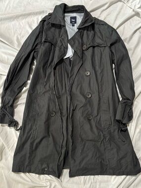 Classic Black Double-Breasted Trench Coat